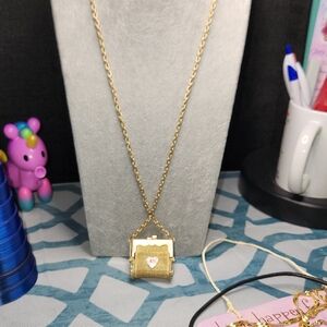 Gold Heart Accent Square Locket Necklace - Women Jewelry